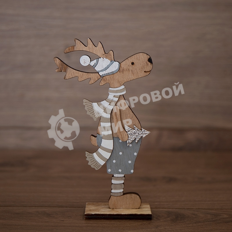 Деревянная фигурка «Рождественский Олень» синий 10,5*4*18 см