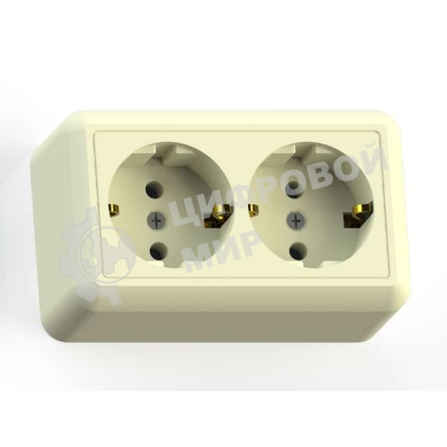 Розетка Кунцево-Электро 2-м ОП Оптима РА16-374 16А (в компл. с монтажной пластиной) с заземл. сл. кость