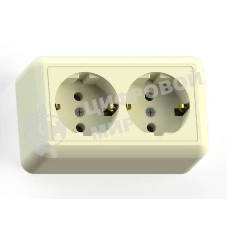 Розетка Кунцево-Электро 2-м ОП Оптима РА16-374 16А (в компл. с монтажной пластиной) с заземл. сл. кость