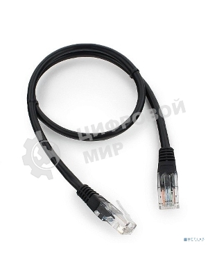 Патч-корд UTP Cablexpert cat.5e, 0.5м, литой, многожильный, черный