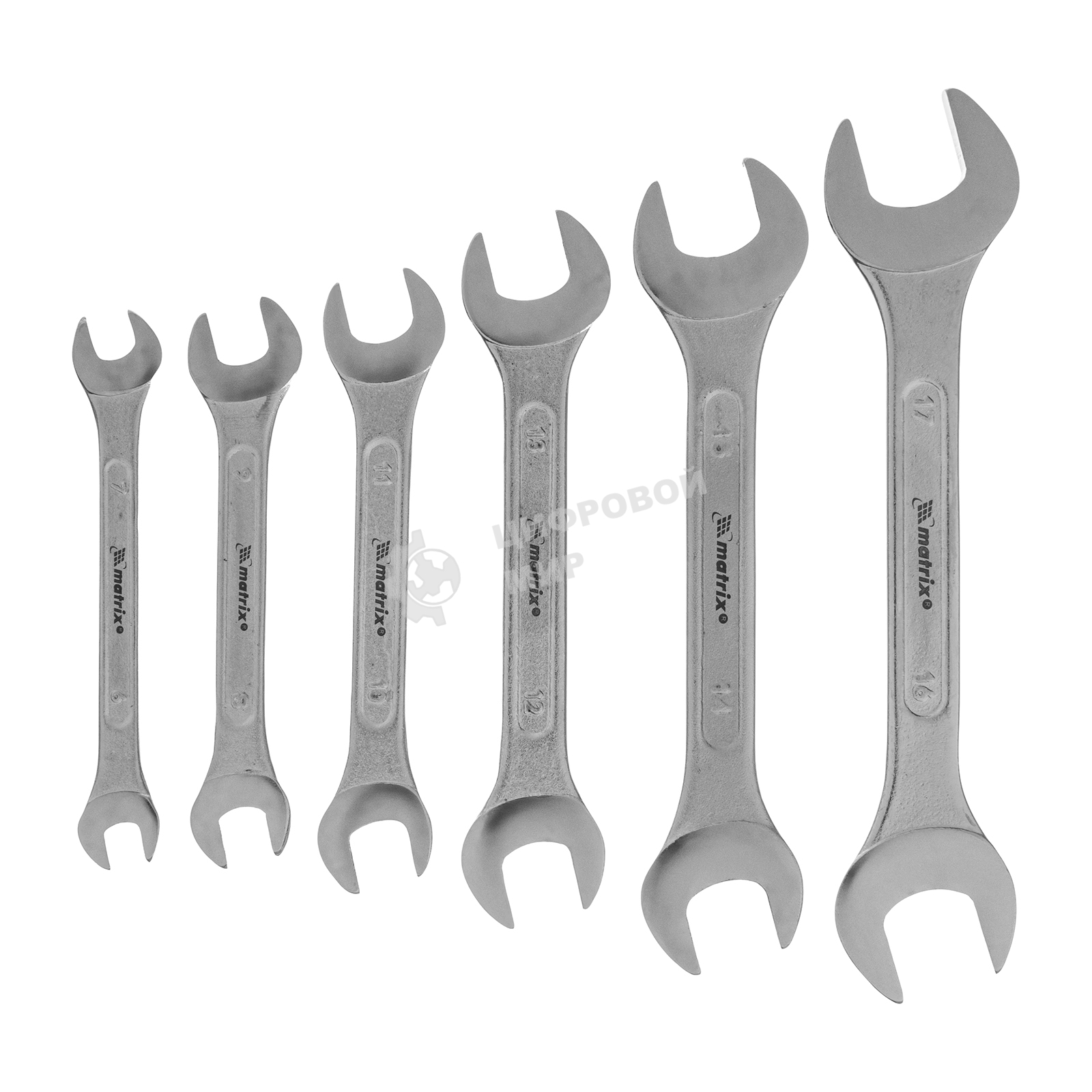 Набор ключей рожковых Matrix, 6 х 32 мм, 12 шт., CrV, хромированные