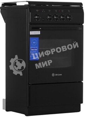 Плита электрическая De Luxe 5004.13э (кр)-001 черный, конфорок 4 шт, духовка 43 л, 50 см x 85 см x 50 см