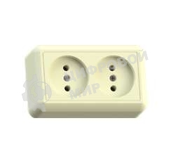 Розетка Кунцево-Электро 2-м ОП Оптима 10А IP20 РА10-373 (в компл. с монтажной пластиной) без заземл. сл. кость