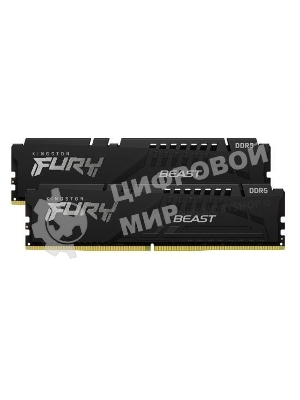 Оперативная память Kingston Fury Beast, DDR5, 16GB (2x8GB), 5200MHz, CL40, DIMM, радиатор, черный