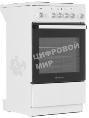 Плита электрическая De Luxe 5004.16Э белый, конфорок 4 шт, духовка 46 л, 50 см x 85 см x 50 см