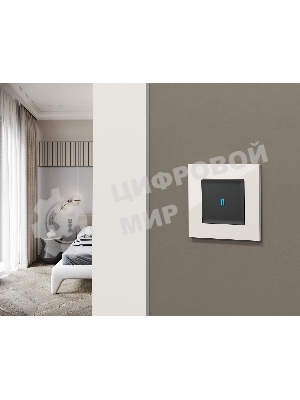 Комплект механизма 1-кл выключателя с подсветкой 10000K ALFA Графит мягкое касание QUANT (AP9020, VM101, G17B) MA902020