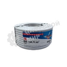 Провод соединительный ПВС Rexant 3x0,75 мм², белый, длина 20 метров, ГОСТ 7399-97