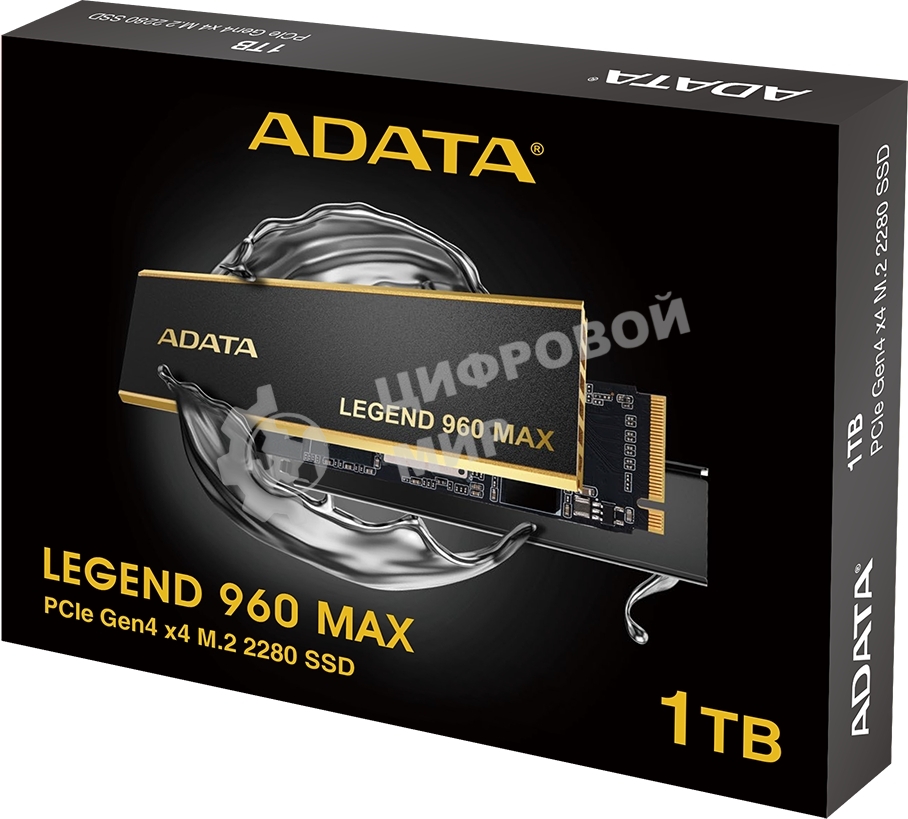 Накопитель SSD ADATA LEGEND 960 MAX, 1Tb, PCIe 4.0 x4, M.2 2280, NVMe, R/W 7400/6000, с радиатором