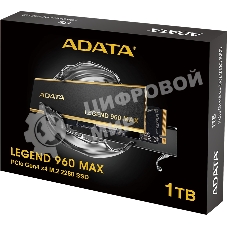 Накопитель SSD ADATA LEGEND 960 MAX, 1Tb, PCIe 4.0 x4, M.2 2280, NVMe, R/W 7400/6000, с радиатором