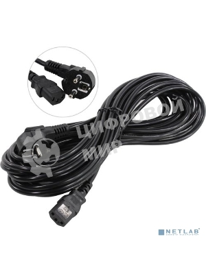 Кабель питания ExeGate Power PC-10P (Евровилка угловая Schuko->С13) VDE-250V-3*0.75-CU, 10A, 10м