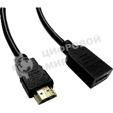 Кабель-удлинитель аудио-видео Buro HDMI (m)/HDMI (f) 2м. позолоч.конт. черный