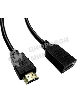 Кабель-удлинитель аудио-видео Buro HDMI (m)/HDMI (f) 2м. позолоч.конт. черный