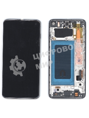 Дисплей (модуль) для Samsung Galaxy S10 SM-G973F в сборе с тачскрином и рамкой OLED черный