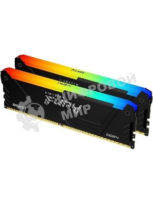 Оперативная память Kingston Fury Beast, DDR4, 64GB (2x32GB), 3200MHz, CL16, DIMM, с радиатором, RGB, черный