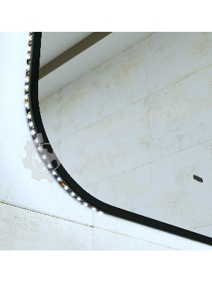 Зеркало Bau Black Rand 70х80, с LED фоновой подсветкой, бесконтактным сенсором, черной окантовкой