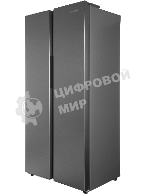 Холодильник Hyundai CS40082F нержавеющая сталь двухкамерный 230/142л морозилка слева, No Frost, Side by Side