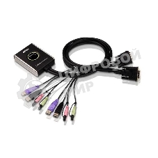Переключатель KVM ATEN (CS682-AT) KVM+Audio, 1 user USB+DVI-D => 2 cpu USB+DVI-D, со встр.шнурами USB+Audio 2x1.2м., 1920x1200, настол., исп.стандарт.
