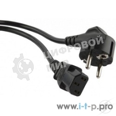 Кабель питания компьютера Hyperline PWC-IEC13-SHM-10-BK (Shucko+C13) (3x1.00), 10A, угловая вилка, 10 м 