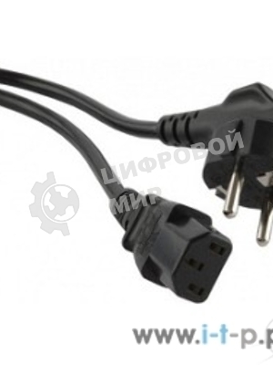 Кабель питания компьютера Hyperline PWC-IEC13-SHM-10-BK (Shucko+C13) (3x1.00), 10A, угловая вилка, 10 м 