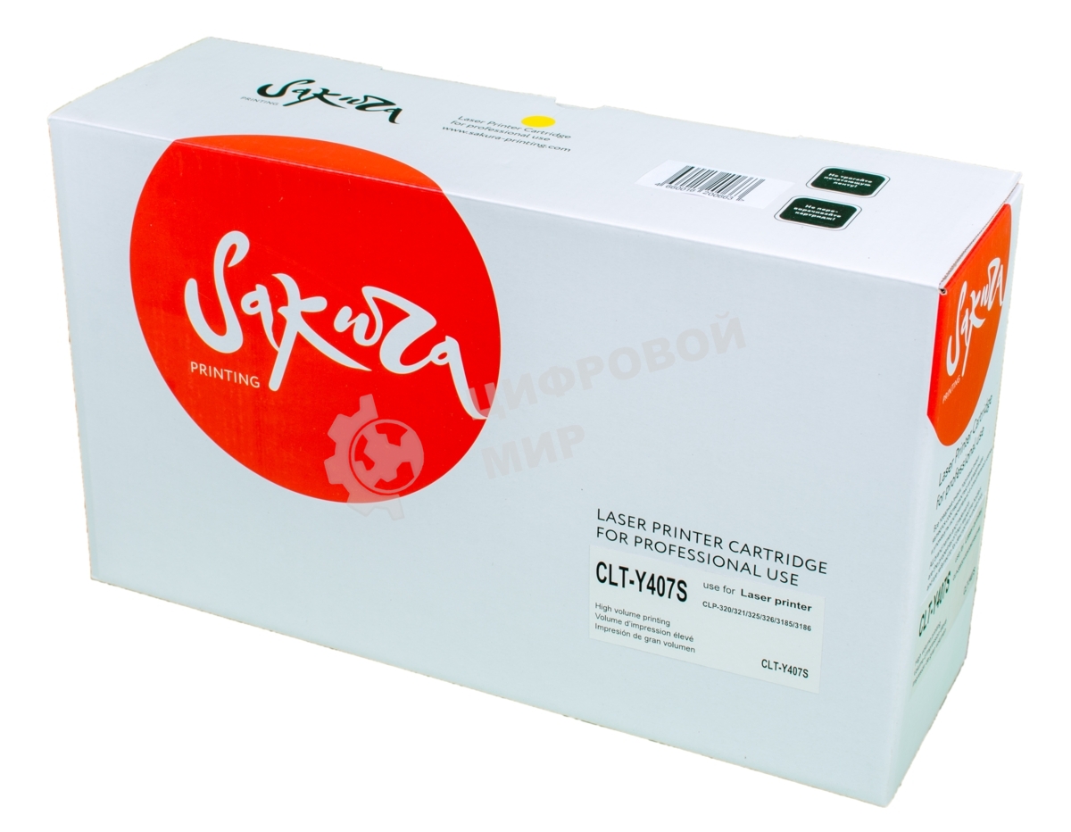 Картридж лазерный Sakura CLTY407S для Samsung CLP-320/325, CLX-3185, желтый, 1000 к.
