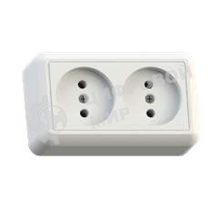 Розетка Кунцево-Электро 2-м ОП Оптима 10А IP20 РА10-373 (в компл. с монтажной пластиной) без заземл. белый