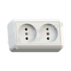 Розетка Кунцево-Электро 2-м ОП Оптима 10А IP20 РА10-373 (в компл. с монтажной пластиной) без заземл. белый