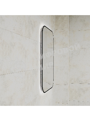Зеркало Bau Black Rand 70х80, с LED фоновой подсветкой, бесконтактным сенсором, черной окантовкой