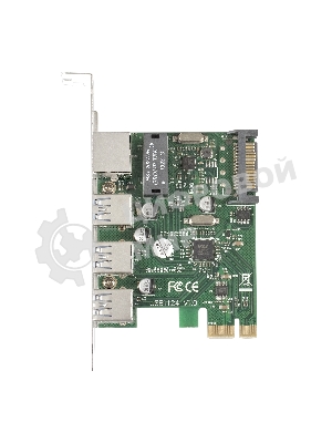 Контроллер сетевой ExeGate EXE-361 PCI-E 2.0, 3*USB 3.0 ext + LAN UTP 1000Mbps, раз.доп.пит.OEM)