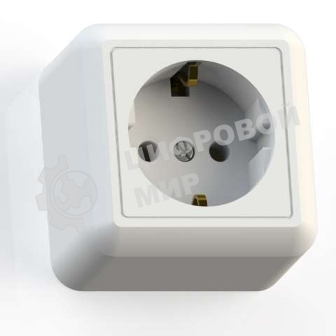 Розетка Кунцево-Электро 1-м ОП Оптима РА16-376 16А (в компл. с монтажной пластиной) с заземл. сл. кость