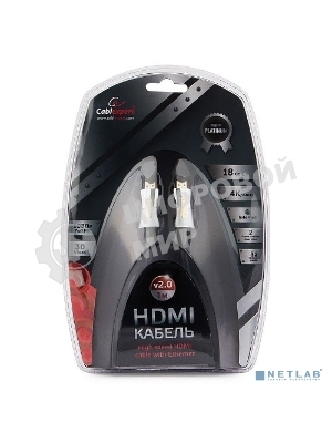 Кабель Cablexpert HDMI, серия Platinum, 1 м, v2.0, M/M, позол.разъемы, металлический корпус, ферритовые кольца, блистер