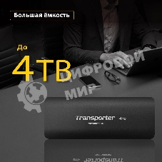 Внешний SSD Patriot Transporter, 2TB, USB 3.2 Gen 2 Type-C, R/W 1000/1000, черный