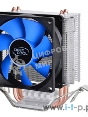 Кулер для процессора DEEPCOOL ICE EDGE MINI FS V2.0 синий, 80 мм, алюминий/медь, 2200 об/мин, 24.7 дБ, 3 pin, 100 Вт, 112 мм