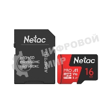 Флеш карта NeTac MicroSD card P500 Extreme Pro 16Gb, retail version w/SD adapter