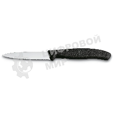 Нож Victorinox для очистки овощей, лезвие 8 см волнистое, черный