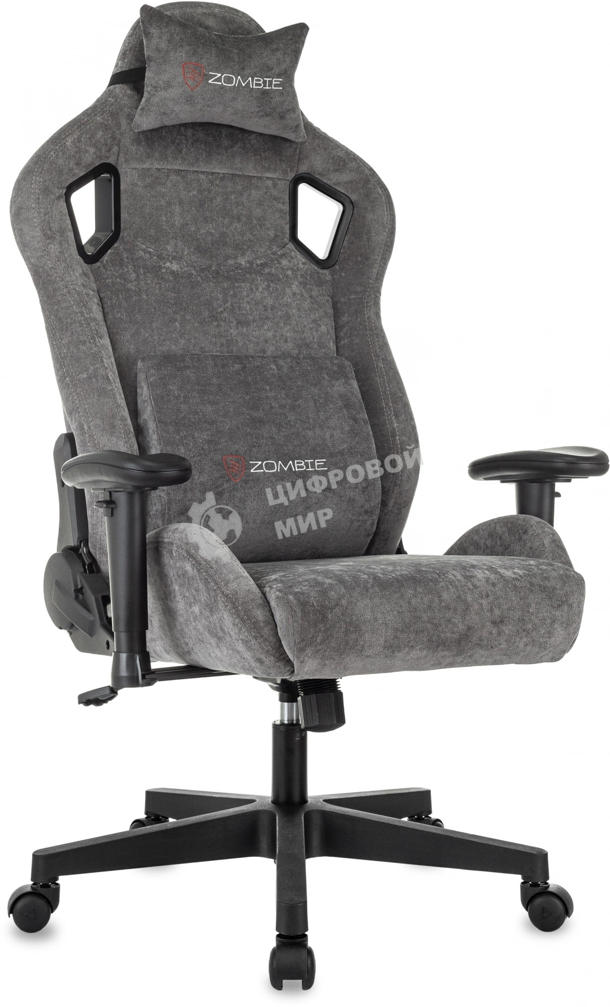 Кресло игровое Zombie Ghost Fabric серый Light-19 крестов. пластик