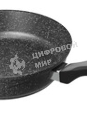 Сковорода Мечта С22802 Гранит черный 22 см, несъемная ручка стеклянная крышка
