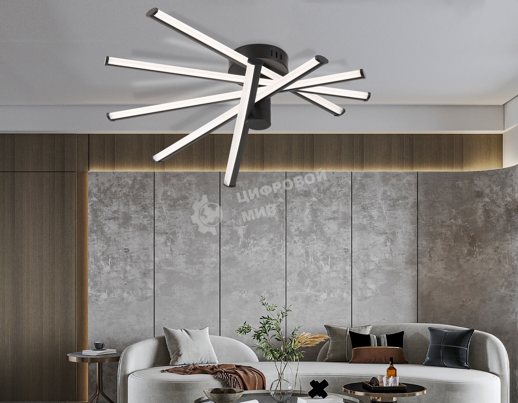 Потолочный светодиодный светильник Ambrella light FL6222 BK черный 70W 3000K-6400K 605*605*170 (ПДУ ИК)