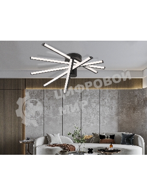 Потолочный светодиодный светильник Ambrella light FL6222 BK черный 70W 3000K-6400K 605*605*170 (ПДУ ИК)