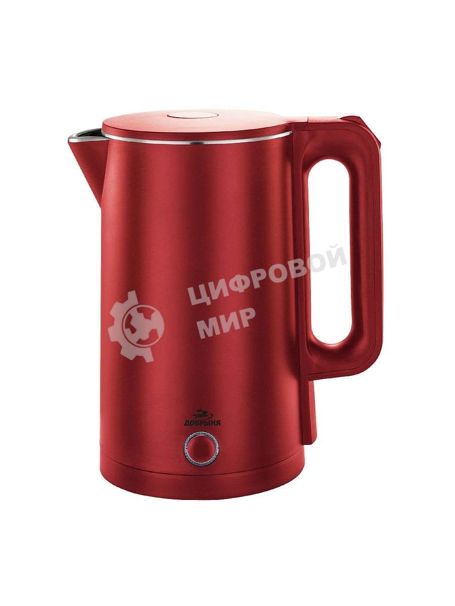 Чайник электрический Добрыня DO-1245R 1.8 л, 2000 Вт, двойная стенка пл/нжс красный
