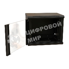 Шкаф коммутационный WRline (WR-TW-1245-GP-RAL9004) настенный 12U 600x450 мм пер. дв. стекл 2 бок. пан. 60 кг черный 370 мм 650 мм IP20 сталь
