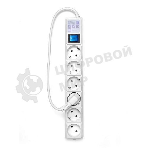 Сетевой фильтр PowerCube Фильтр-удлинитель (SPG(5+1)-16B-0,5M) 6 розеток, 0,5 м,16А/3,5 кВт, белый
