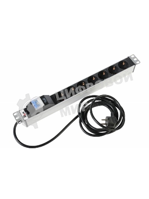 Блок розеток Rem-16 с авт. 16А, 7 Shuko, алюм., 19