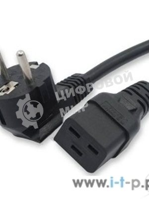 Кабель питания Hyperline PWC-IEC19-SHM-1.8-BK (Shucko+C19) (3x1.5), 1.8м