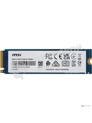 Накопитель SSD MSI 500Gb SPATIUM M371 M.2(22x80мм), NVMe, PCIe 3.0 x4, 3D TLC, R/W 2200/1150, IOPs 60 000/200 000, TbW 110, DWPD 0.12