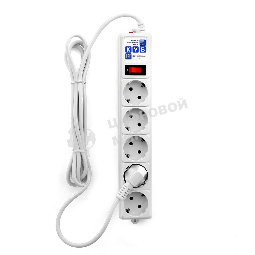 Сетевой фильтр Powercube SPG-B-10-WHITE 3 м, 5 розеток, белый, коробка