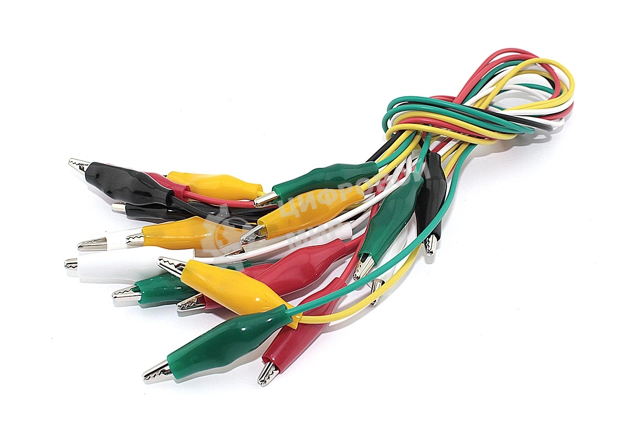 Набор проводов с крокодилами 10шт. разных цветов