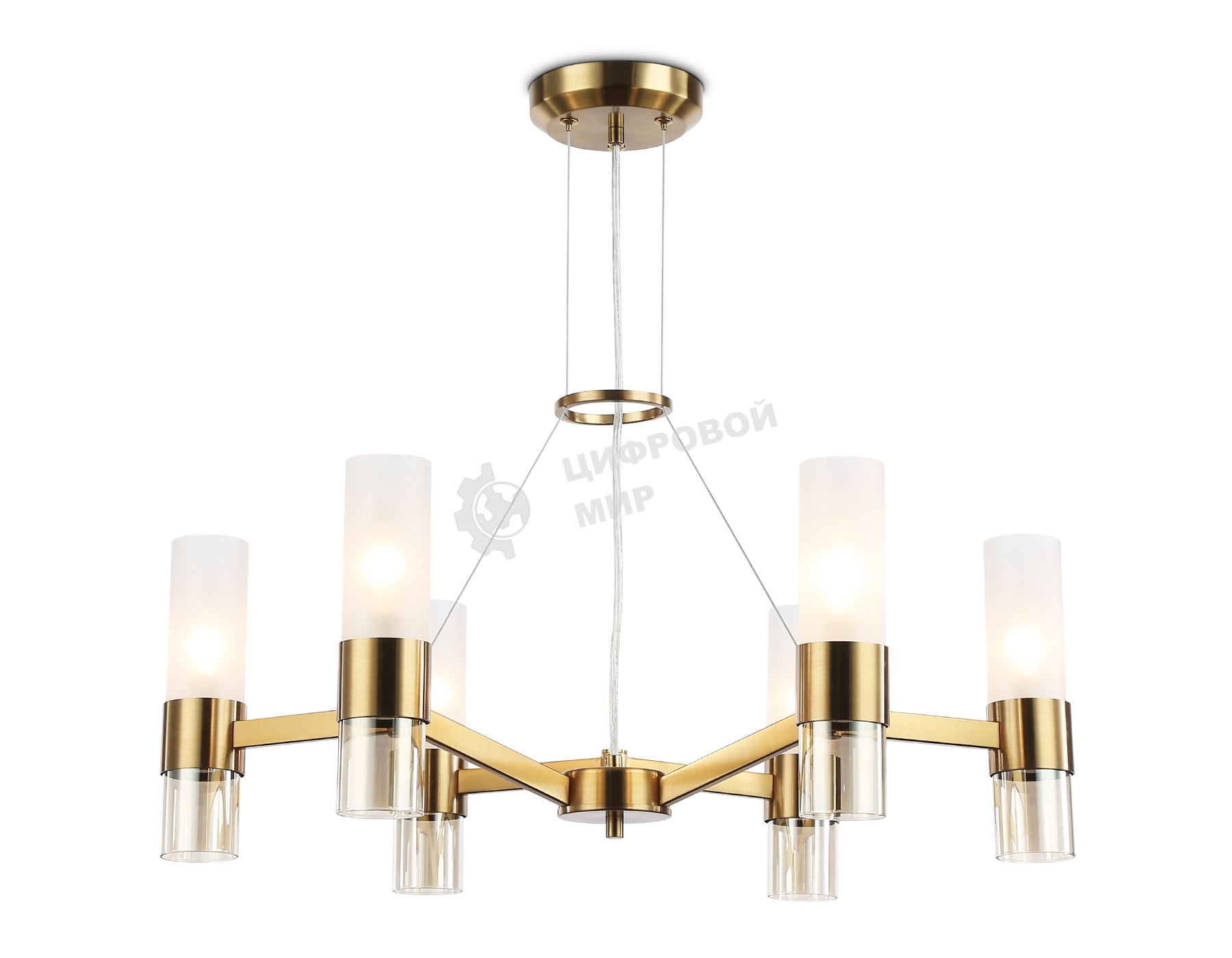 Люстра Ambrella light LH55114/6 BS/FR/TI латунь/белый матовый/янтарь E14*6 max 40W D650*1080