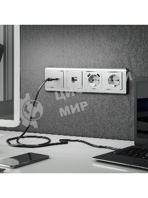 Накладка для розетки USB (cеребряный рифленый)