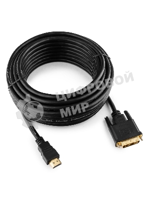 Кабель HDMI-DVI Cablexpert CC-HDMI-DVI-10MC, 19M/19M, single link, медь, позол.разъемы, экран, 10м, черный, пакет