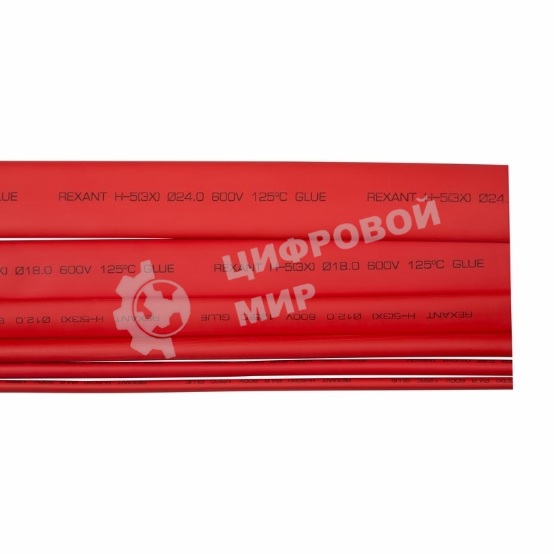 Термоусаживаемая трубка клеевая Rexant 12,0/4,0 мм, красная, упаковка 10 шт. по 1 м